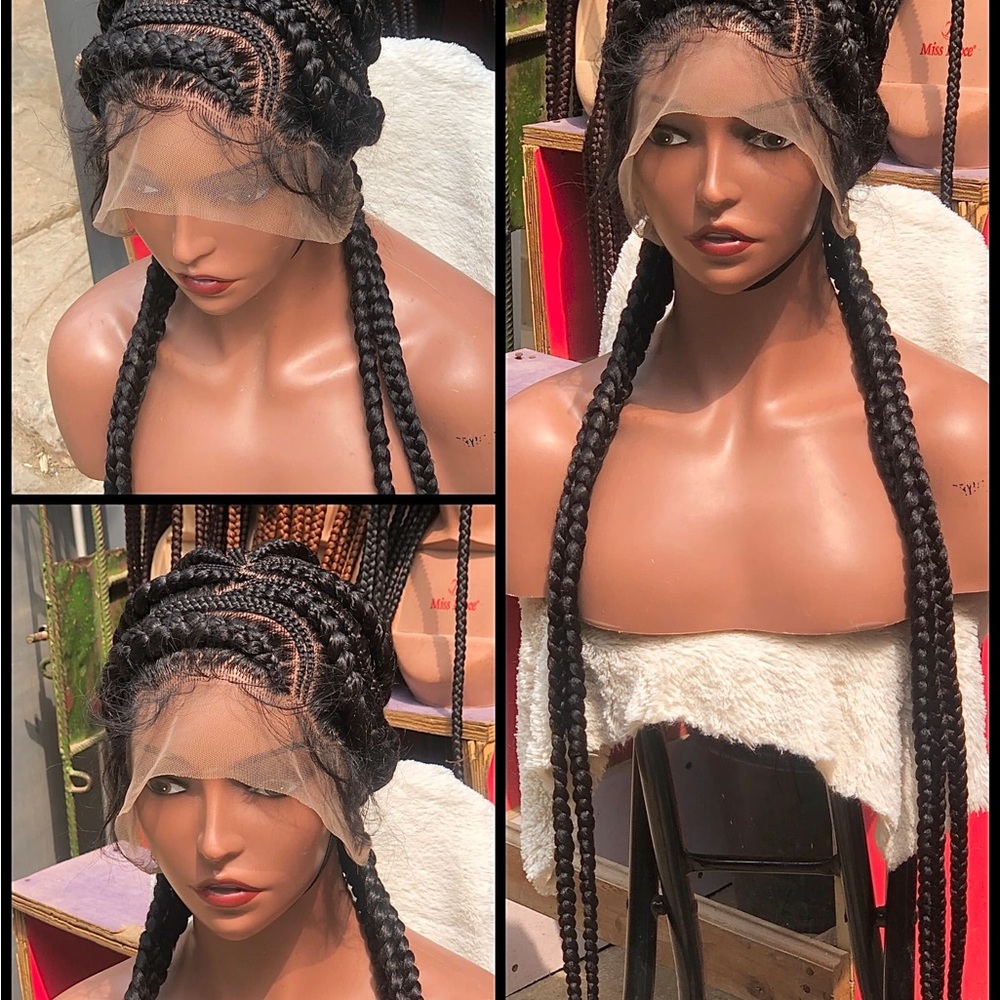 Cornrow Black Braided Wig full lace